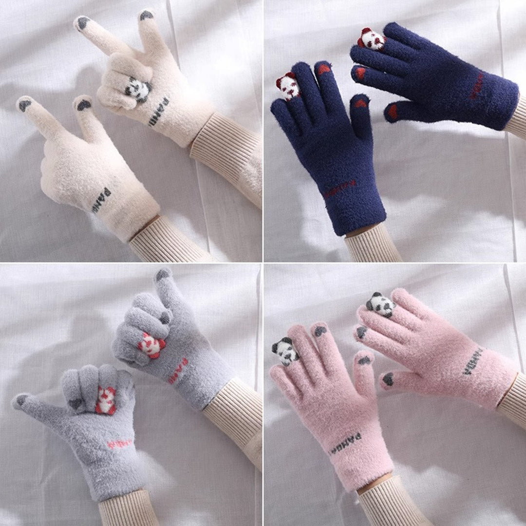 1 Pair Winter Unisex Gloves Windproof Thickened Warm Color Matching Five Fingers Elastic Cuff Image 8