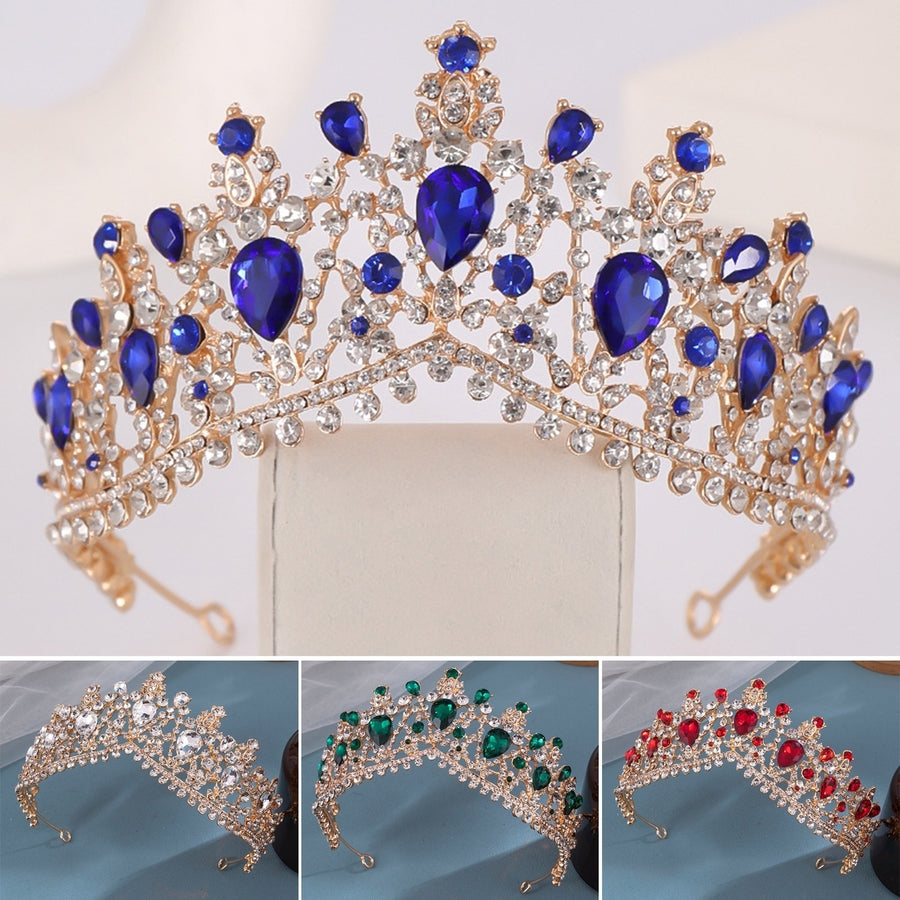 Queen Crown Bride Wedding Crown Luxury Rhinestone Hollow Out Contrast Color Stainless Bridal Tiara Princess Headdress Image 1