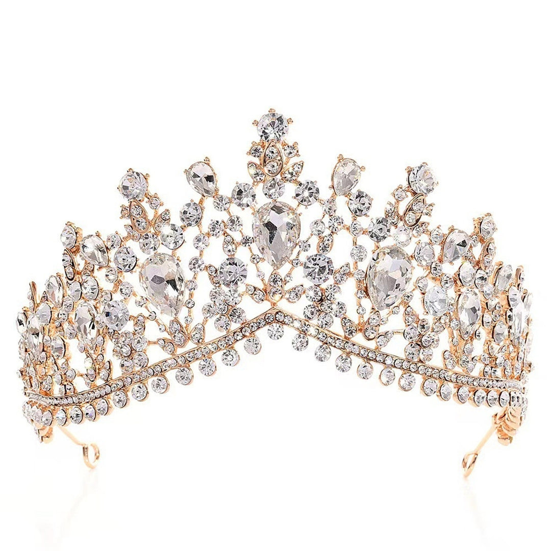 Queen Crown Bride Wedding Crown Luxury Rhinestone Hollow Out Contrast Color Stainless Bridal Tiara Princess Headdress Image 2