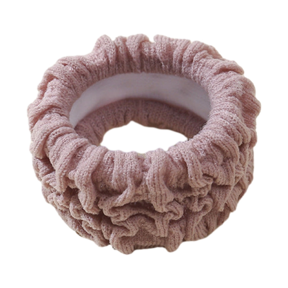 Women Pleated Wide Hair Rope High Elastic Solid Color Hair Scrunchies Simple Hair Band Headwear Ponytail Holder Image 2