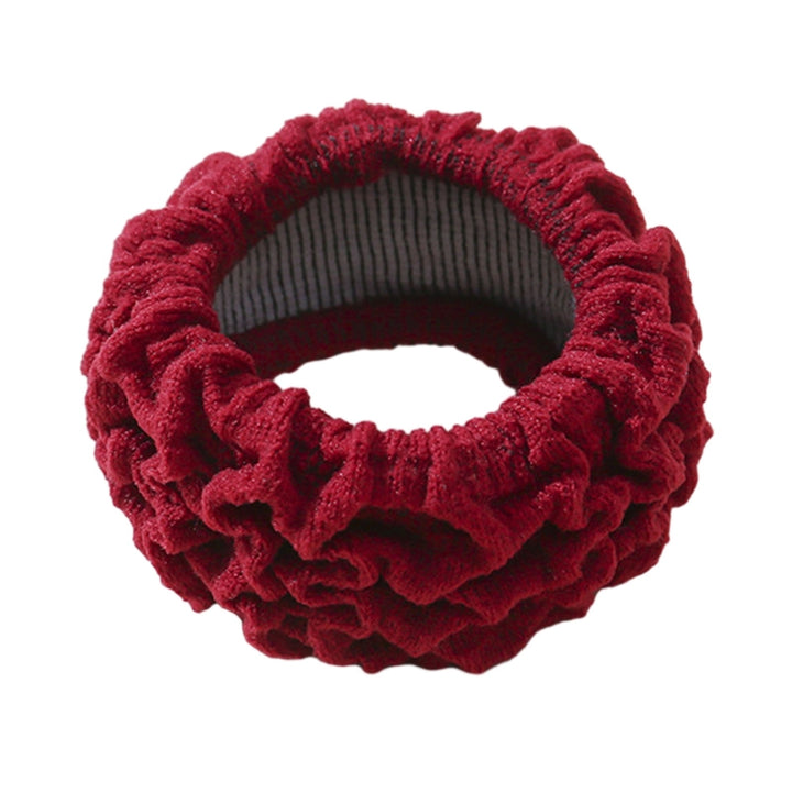 Women Pleated Wide Hair Rope High Elastic Solid Color Hair Scrunchies Simple Hair Band Headwear Ponytail Holder Image 3