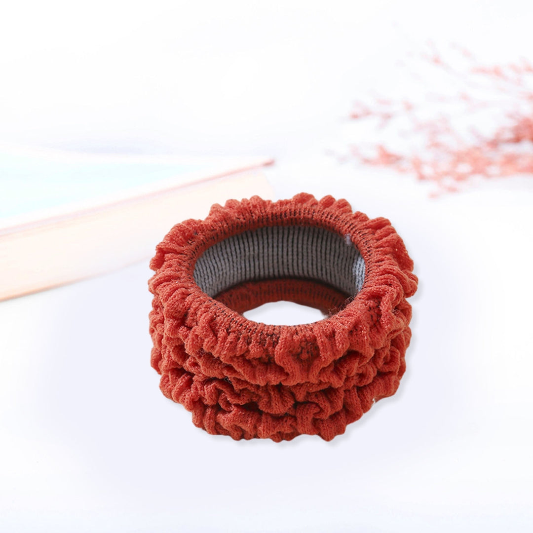 Women Pleated Wide Hair Rope High Elastic Solid Color Hair Scrunchies Simple Hair Band Headwear Ponytail Holder Image 6