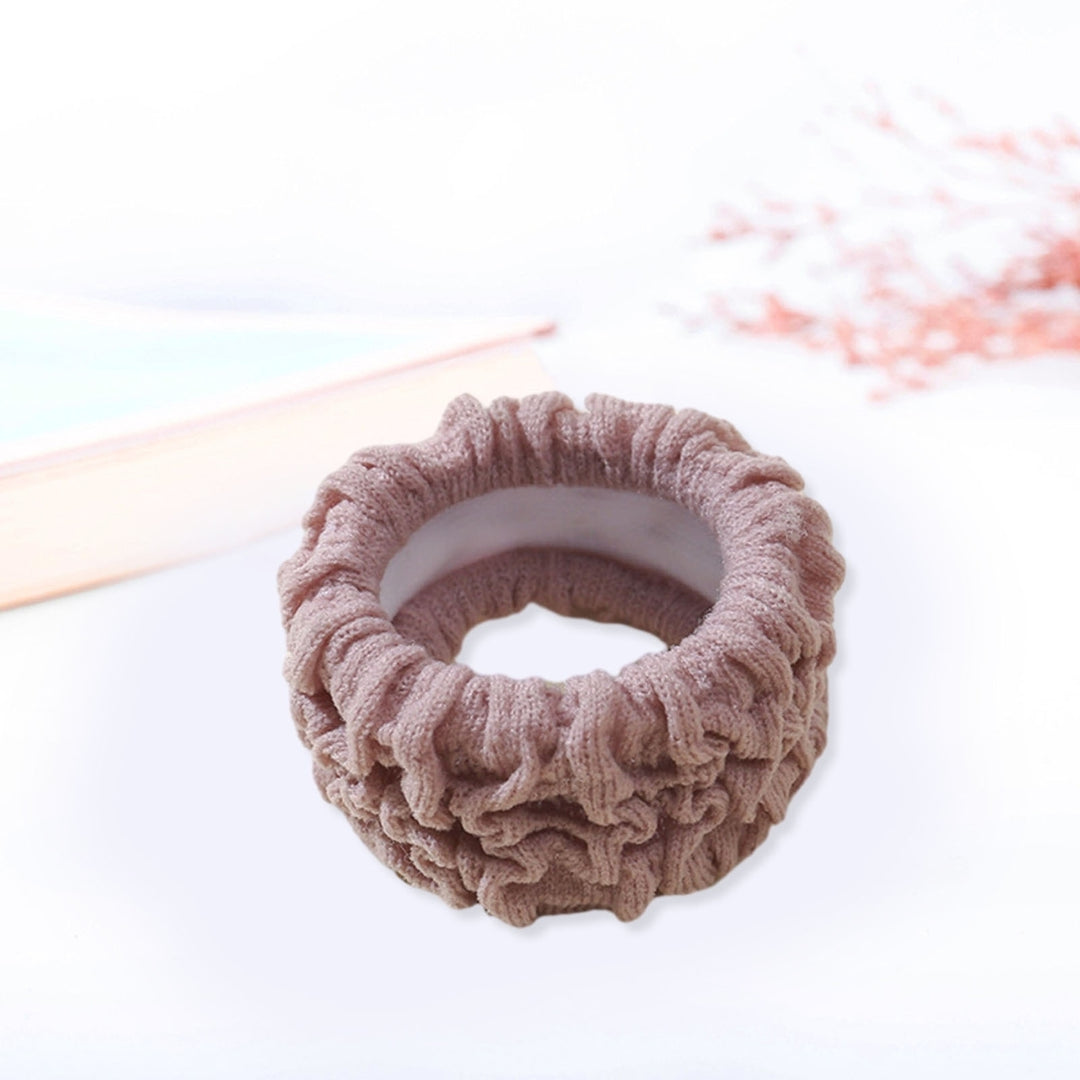 Women Pleated Wide Hair Rope High Elastic Solid Color Hair Scrunchies Simple Hair Band Headwear Ponytail Holder Image 12