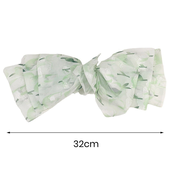 Women Hair Barrette Fabric Bow Floral Print Multi-layered Mesh Anti-slip Decorative Large Size Stainless Lady Girls Image 8