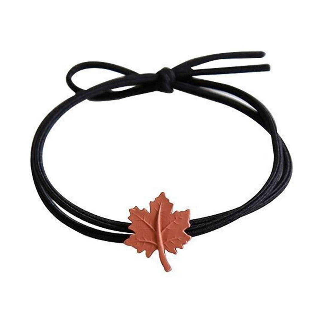 Women Hair Ring High Elasticity Maple Pendant Solid Color Anti-slip Stretch Girls Scrunchy Ponytail Holder Hair Rubber Image 4