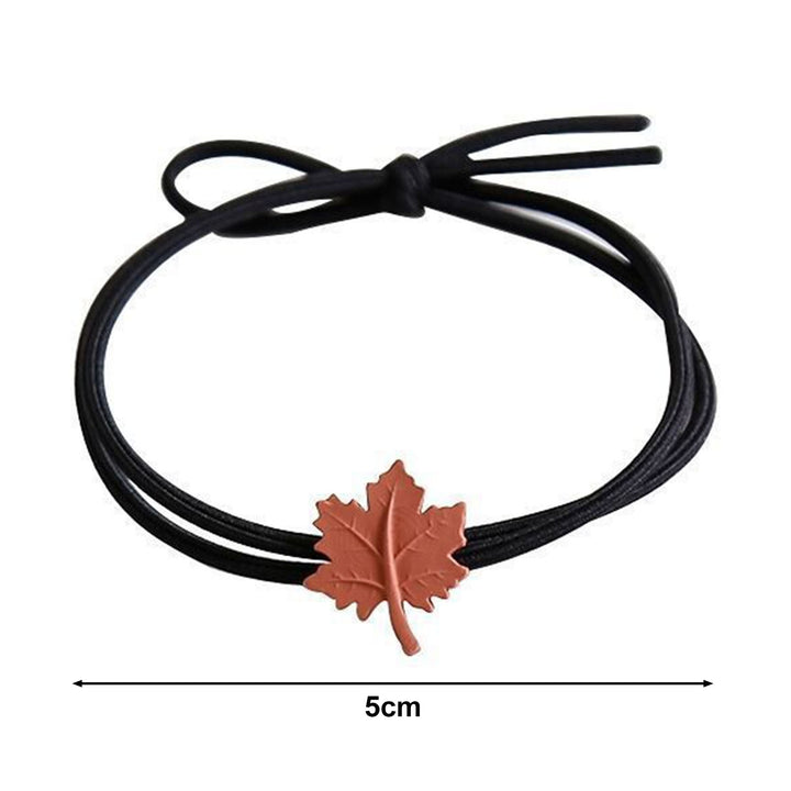 Women Hair Ring High Elasticity Maple Pendant Solid Color Anti-slip Stretch Girls Scrunchy Ponytail Holder Hair Rubber Image 6