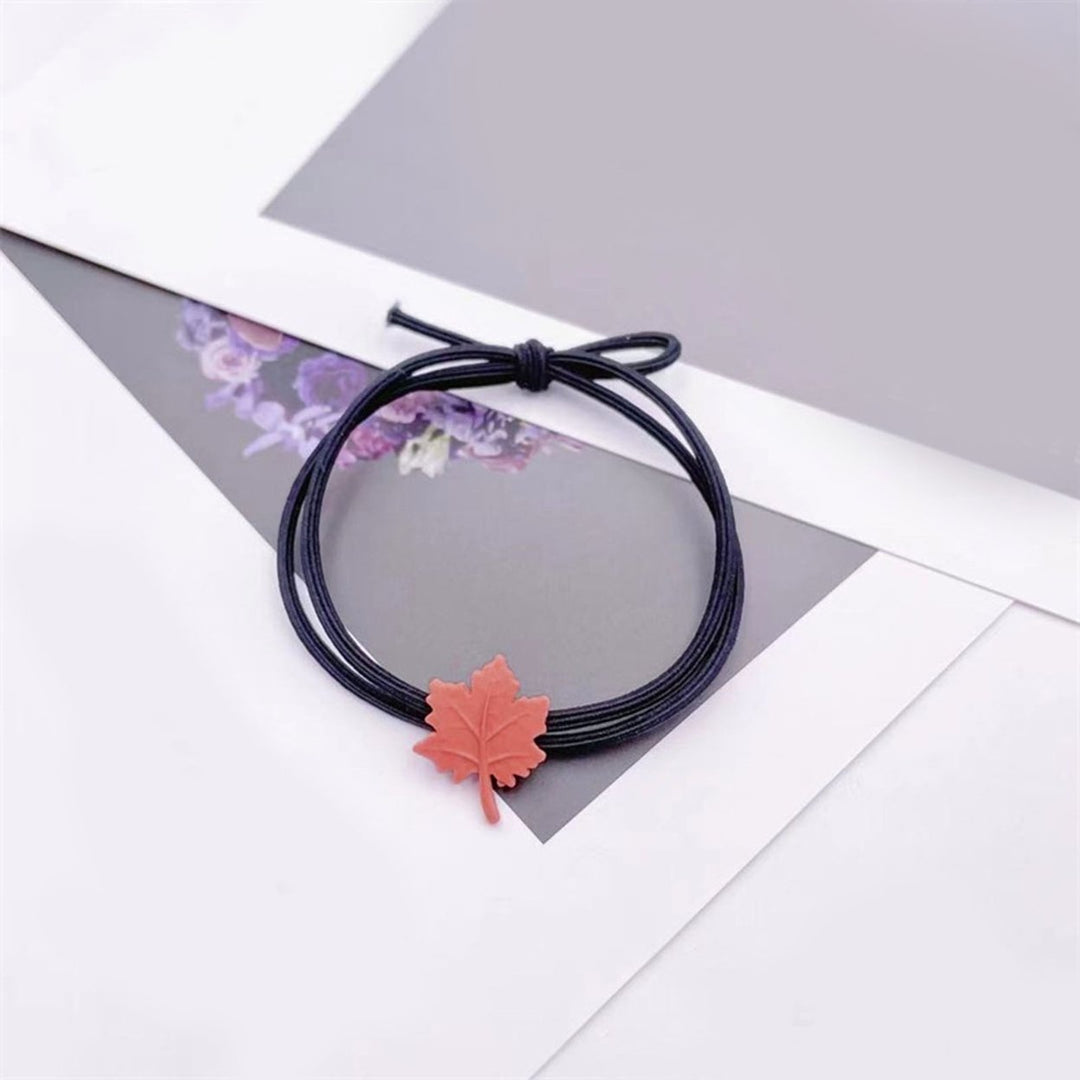 Women Hair Ring High Elasticity Maple Pendant Solid Color Anti-slip Stretch Girls Scrunchy Ponytail Holder Hair Rubber Image 11