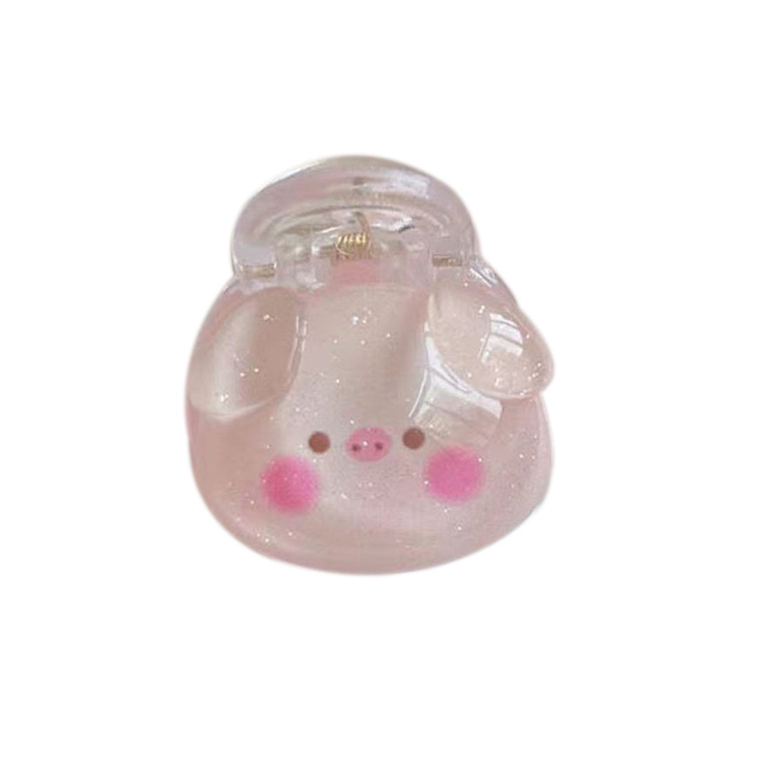 Small Women Hair Claw Cartoon Pig Head Transparent Elastic Anti-slip Smooth Lightweight Hair Image 4