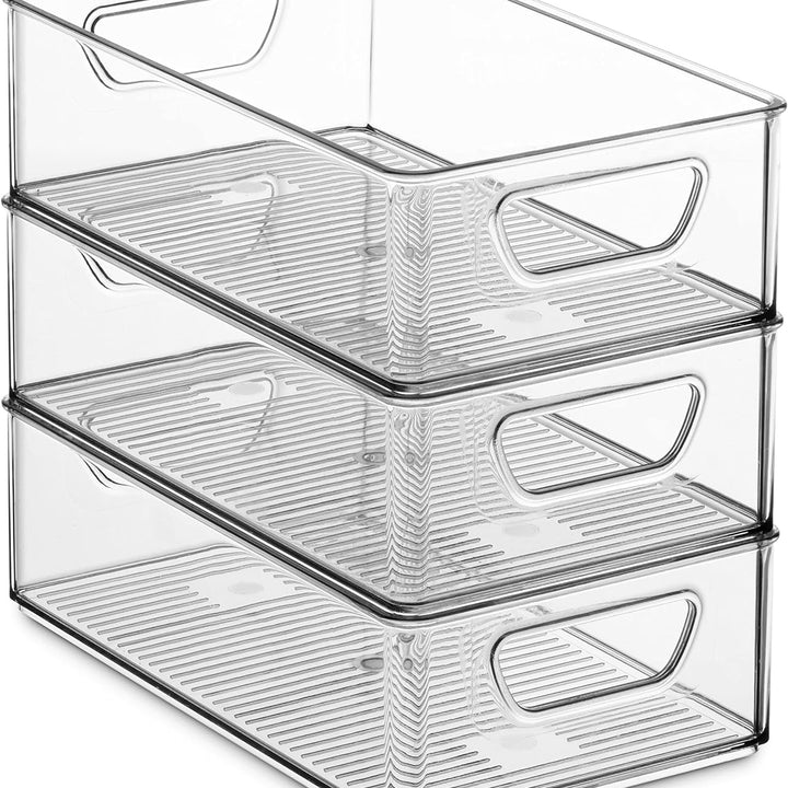 Set of 6 Clear Plastic Refrigerator Organizer Bins for Kitchen Storage Image 2