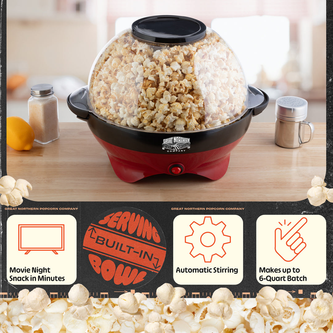 Electric Pop and Stir Popcorn Maker Machine with Built-In Stirrer and Serving Bowl Image 4