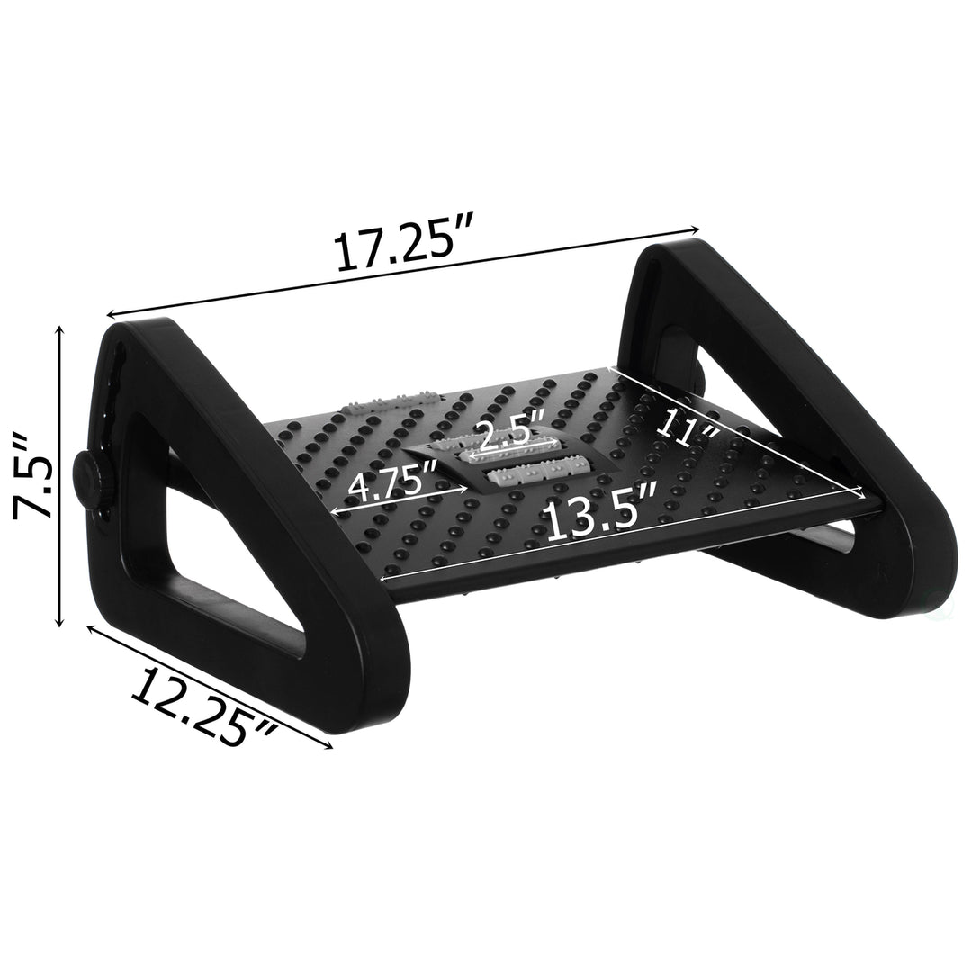 Black Triangular Footrest Massage Under Desk with Soothing Massage Points and RollersAdjustable Foot Stool Support with Image 7