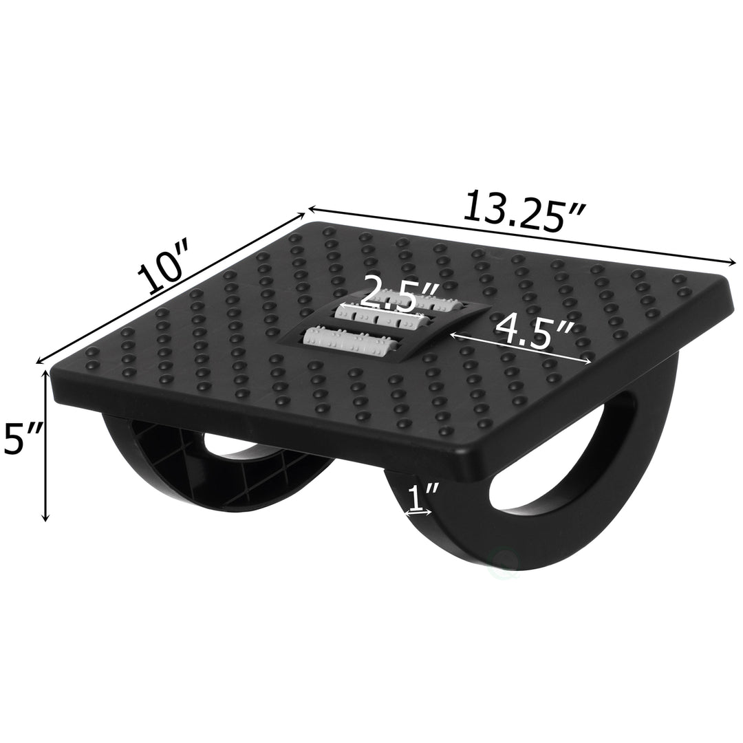 Black Rocking Footrest Massage Under Desk with Soothing Massage Points and RollersSwinging Foot Stool Support Image 7