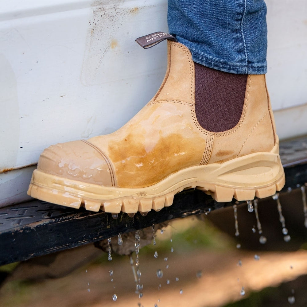 Blundstone Mens Extreme Series Steel Toe Chelsea Work Boot Wheat 989 Waterproof Image 2