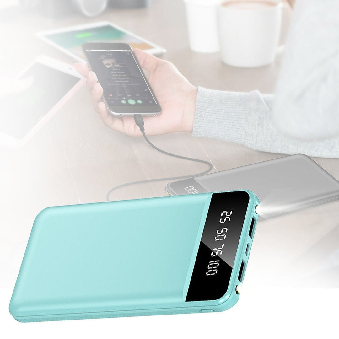 10000mAh Power Bank Portable Ultra Slim Charger External Battery Pack with 2 USB Output Ports Charging Cable LED Image 7