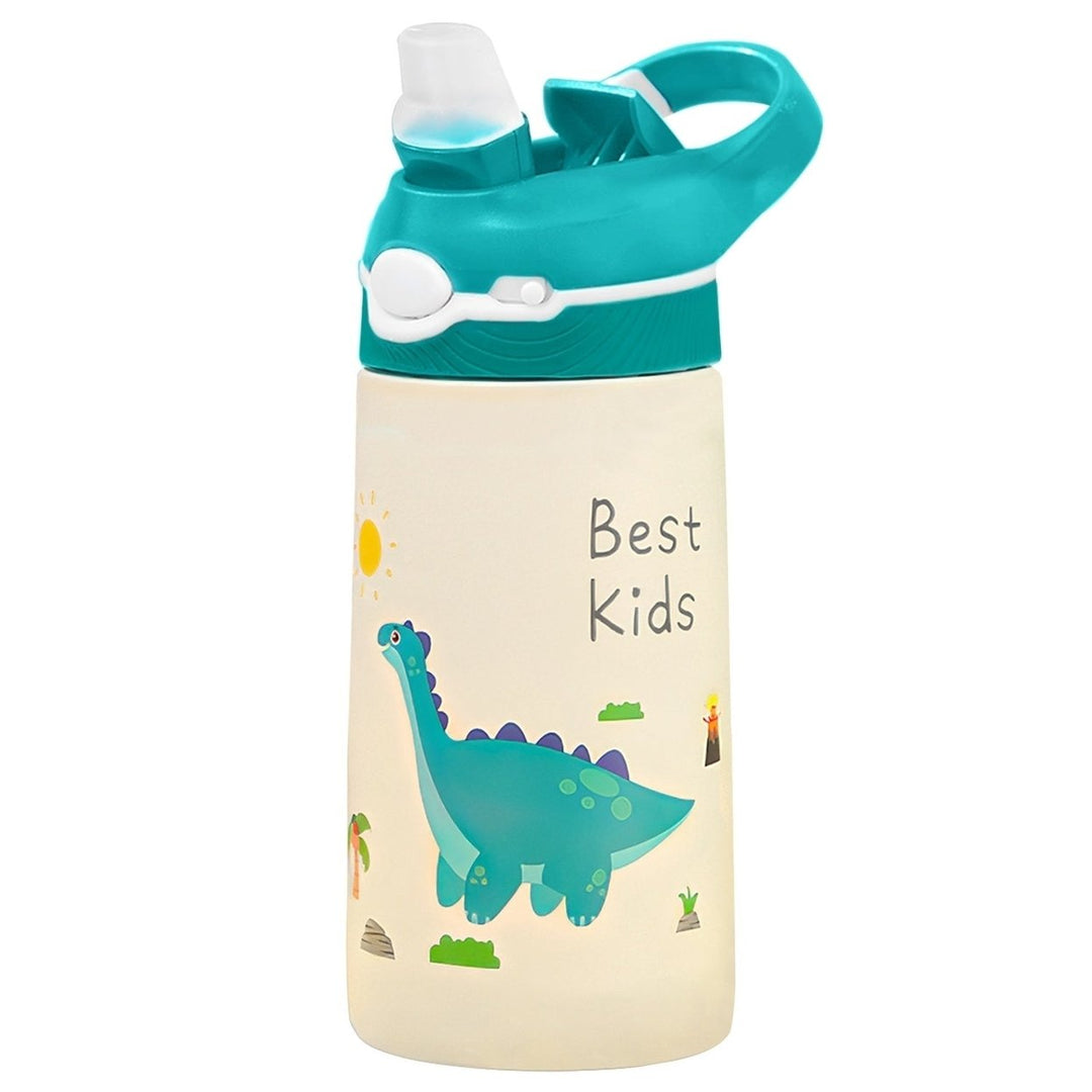 13.5Oz Insulated Stainless Steel Water Bottle Leak-proof Bottle for Kids with Straw Push Button Lock Switch Thermos Cup Image 1