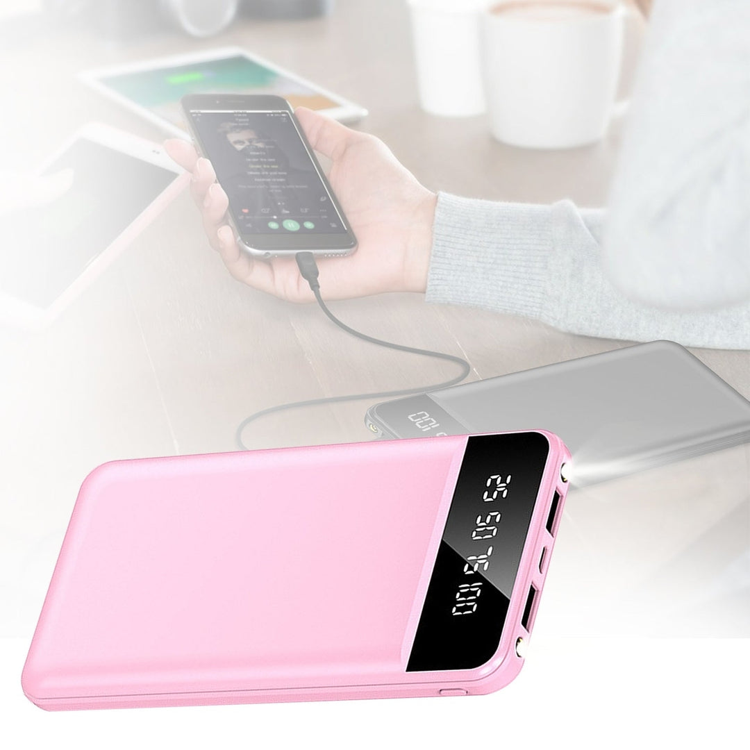 10000mAh Power Bank Portable Ultra Slim Charger External Battery Pack with 2 USB Output Ports Charging Cable LED Image 12