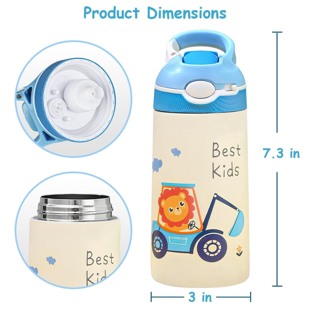13.5Oz Insulated Stainless Steel Water Bottle Leak-proof Bottle for Kids with Straw Push Button Lock Switch Thermos Cup Image 4