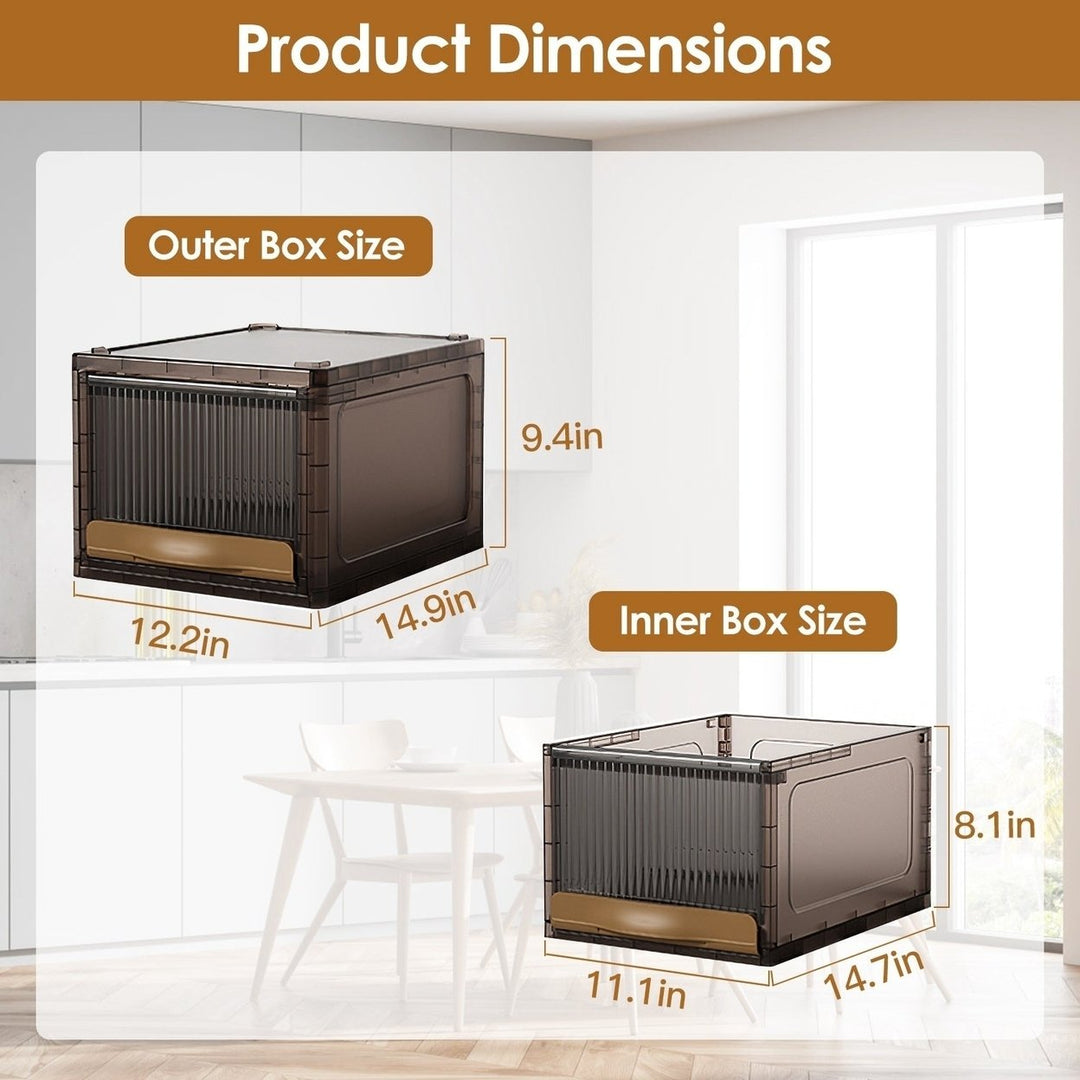 16.5L Stackable Storage Bin Plastic Drawer with Lid Closet Organizer Two Ways Opening Storage Box for Closet Kitchen Image 7