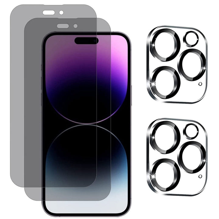 2Pcs Privacy Screen Protectors And 2Pcs Camera Lens Tempered Glass Screen Film Full Coverage Screen Protector Image 1