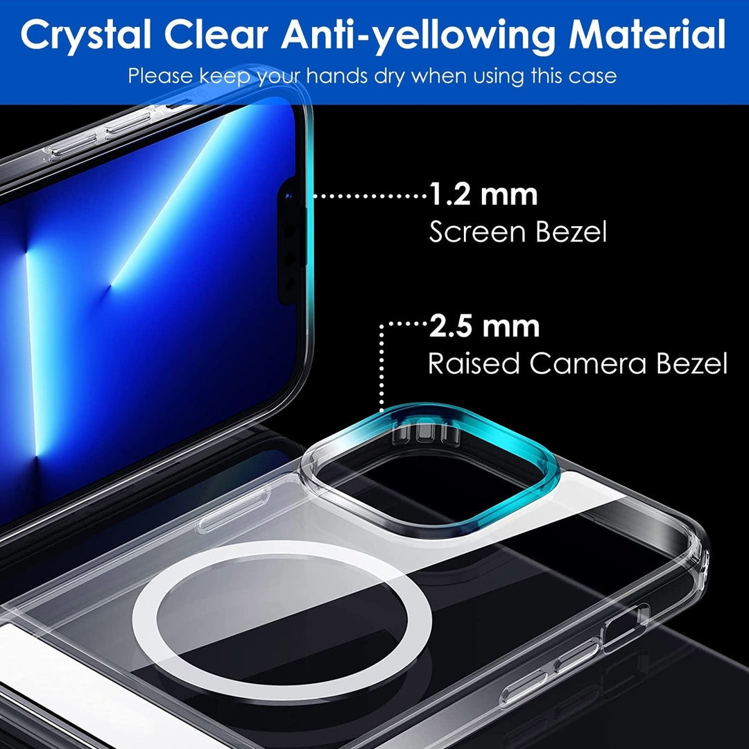 Magnetic Metal Kickstand Clear Case Shockproof Anti Yellowing Phone Cover Work with Magsafe Fit for IOS Phone Image 10