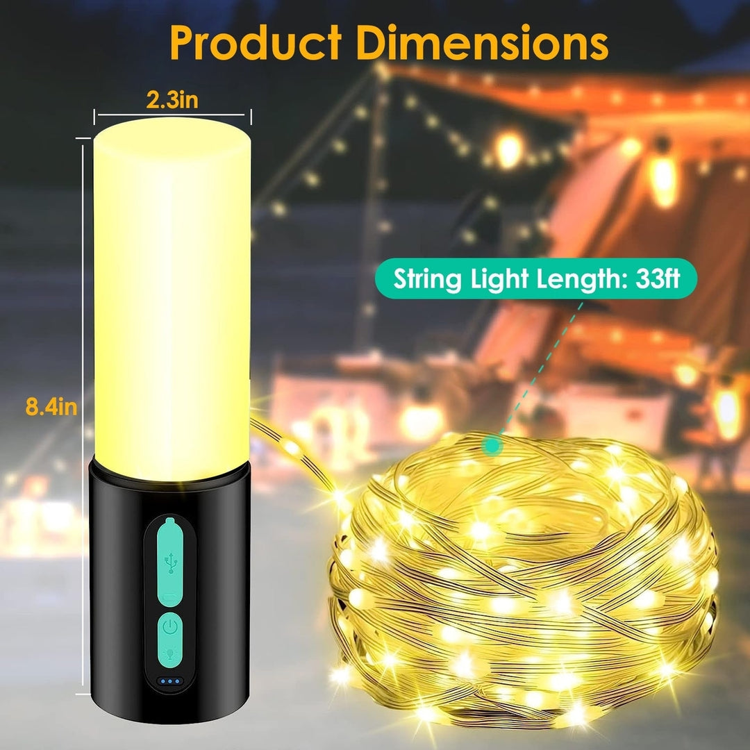 4 In 1 Rechargeable Camping String Light IP44 Waterproof Camping Lantern with 33Ft String Light 7 Light Modes Emergency Image 9