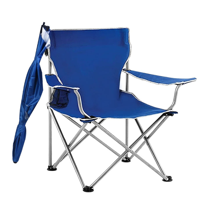 Foldable Beach Chair with Detachable Umbrella Armrest Adjustable Canopy Stool with Cup Holder Carry Bag for Camping Image 12