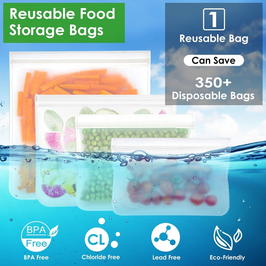 20Pcs Reusable Food Storage Bags 5 Sandwich Snack Gallon Quart Bag Leakproof BPA Free Food Container Freezer Safe Lunch Image 4