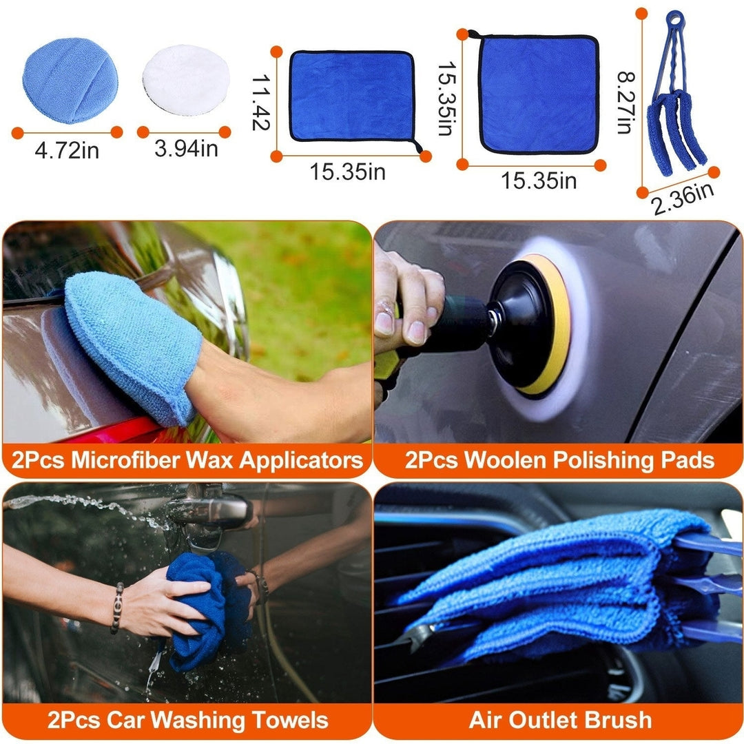 26Pcs Car Detailing Brush Kit Exterior Interior Car Cleaning Set Drill Brush Set Car Buffing Sponge Pads Kit for Image 7