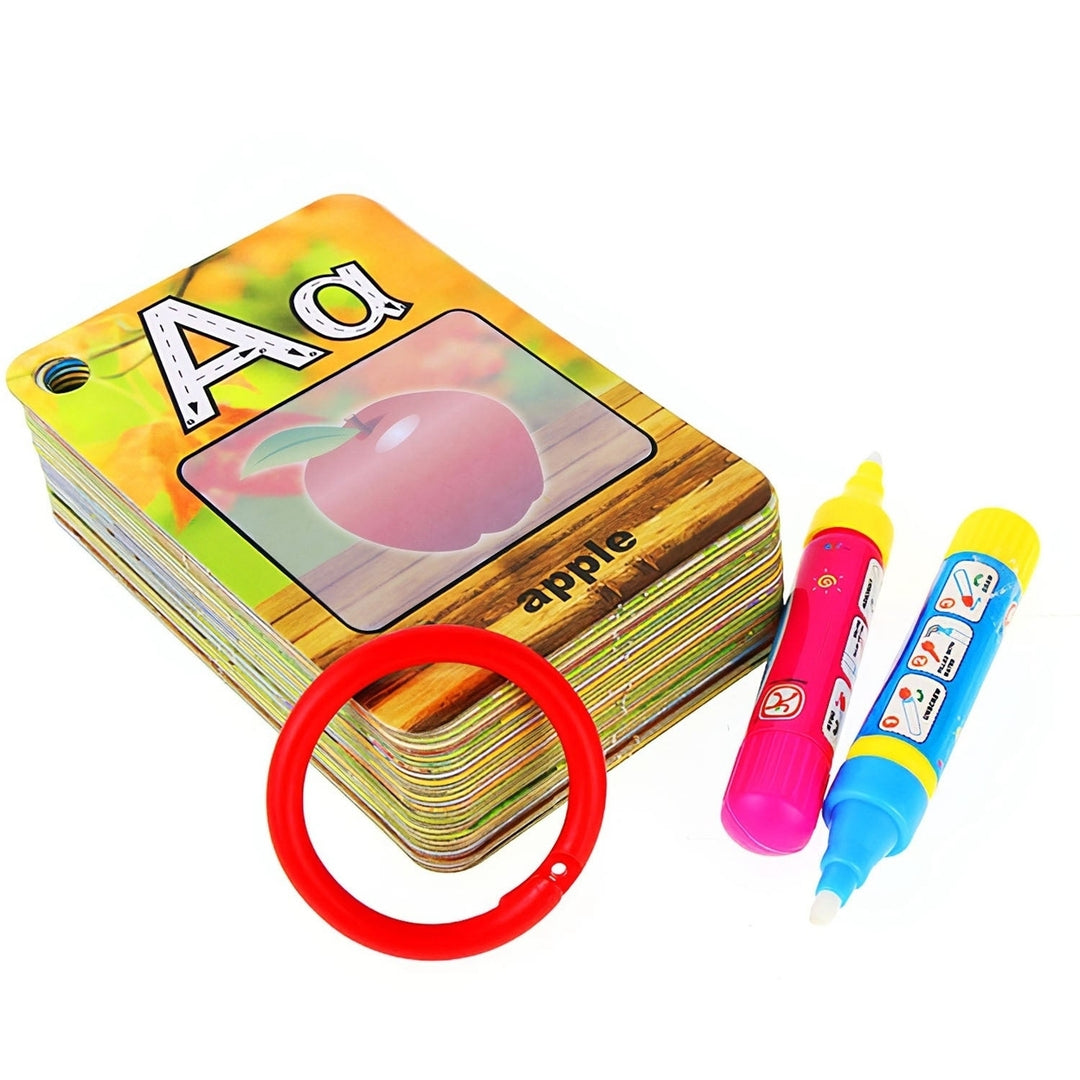 Alphabet Water Coloring Cards with 2 Magic Water Pens Early Reusable Drawing Cards for Kids Alphabet Painting Flashcards Image 12