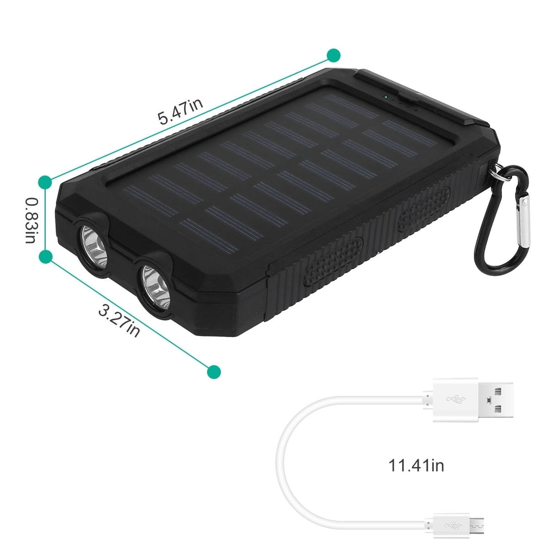 10000mAh Solar Power Bank External Battery Pack Dual USB Ports Outdoor Charger with Battery Indicators SOS LED Lights Image 8