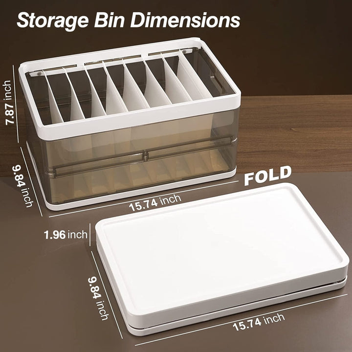3 Pack Foldable Storage Bin with Lid Stackable Plastic Closet Organizer with Handle Divider Collapsible Drawer Organizer Image 7