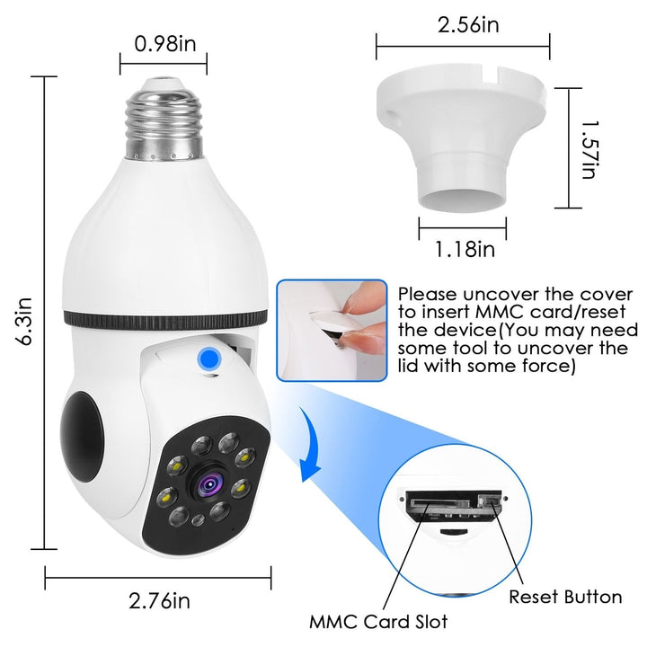 E27 WiFi Bulb Camera 1080P FHD WiFi IP Pan Tilt Security Surveillance Camera with Two Way Audio Full Color Night Vision Image 7