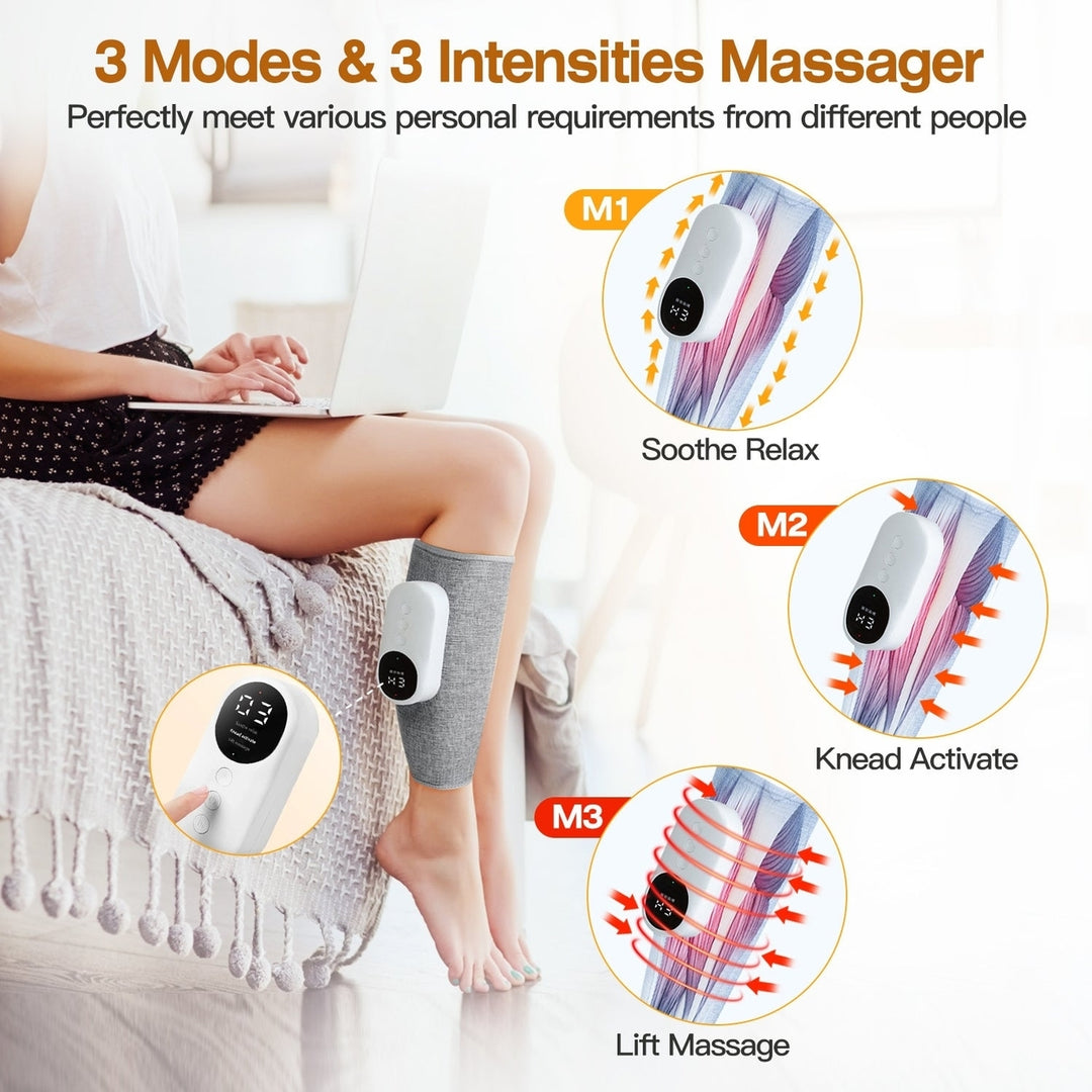 Electric Leg Calf Arm Massager Portable Cordless Rechargeable Air Leg Compression Massage Adjustable Wrap with 3 Modes Image 2