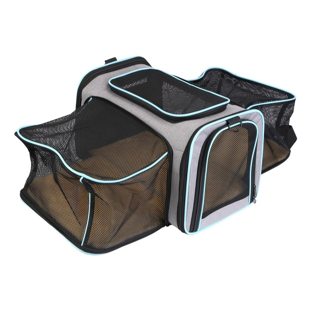 Expandable Pet Carrier Airline Approved Cat Dog Carrier Cat Collapsible Soft Carrier Bag with Removable Fleece Pad Image 1