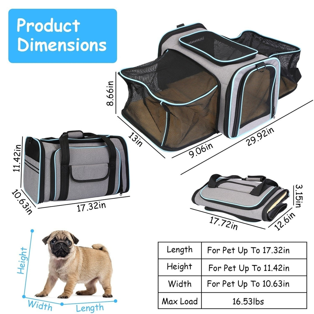 Expandable Pet Carrier Airline Approved Cat Dog Carrier Cat Collapsible Soft Carrier Bag with Removable Fleece Pad Image 4