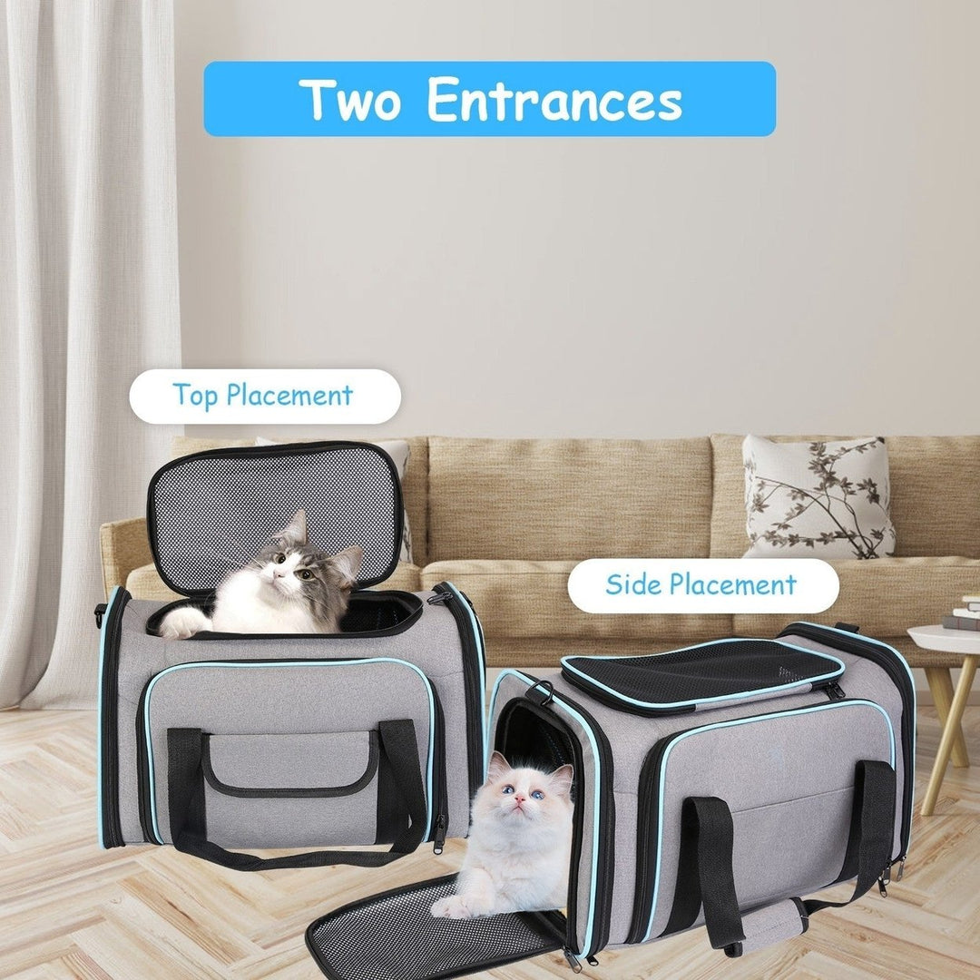 Expandable Pet Carrier Airline Approved Cat Dog Carrier Cat Collapsible Soft Carrier Bag with Removable Fleece Pad Image 6