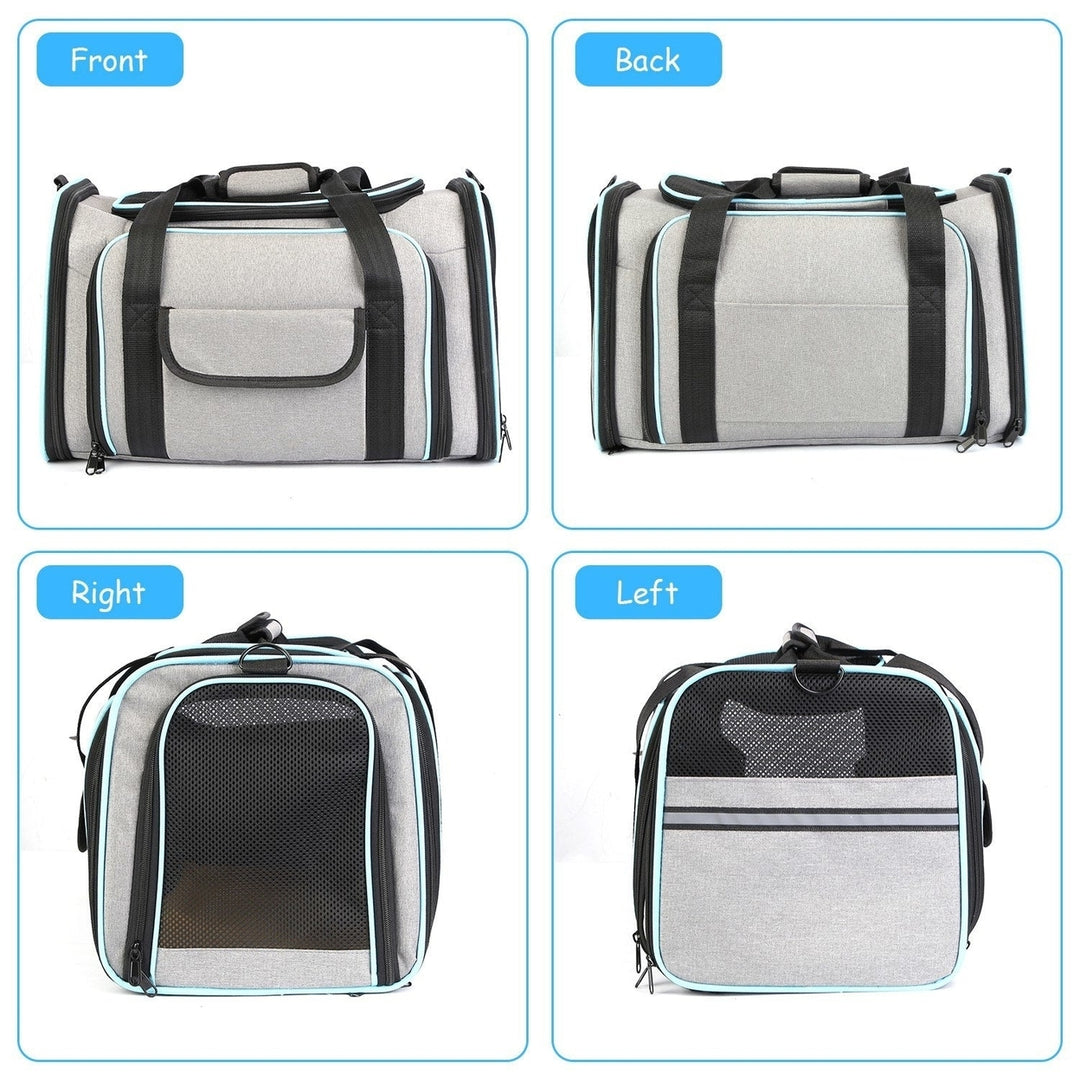 Expandable Pet Carrier Airline Approved Cat Dog Carrier Cat Collapsible Soft Carrier Bag with Removable Fleece Pad Image 7