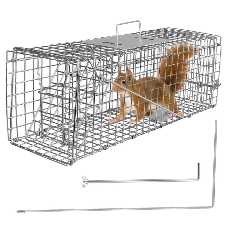 Humane Cat Trap Cage Catch Release Animal Rodent Cage Collapsible Galvanized Wire for Small Raccoons Beavers Groundhogs Image 1