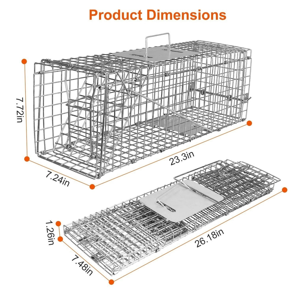 Humane Cat Trap Cage Catch Release Animal Rodent Cage Collapsible Galvanized Wire for Small Raccoons Beavers Groundhogs Image 2