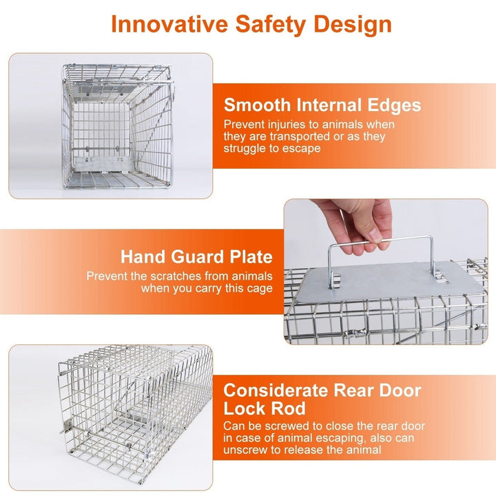 Humane Cat Trap Cage Catch Release Animal Rodent Cage Collapsible Galvanized Wire for Small Raccoons Beavers Groundhogs Image 4