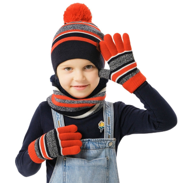 Winter Kids Knitted Hat Scarf Gloves 3Pcs Boys Girls Winter Warm Beanie Hat and Glove Scarf Set Beanie Neck Warmer Image 4