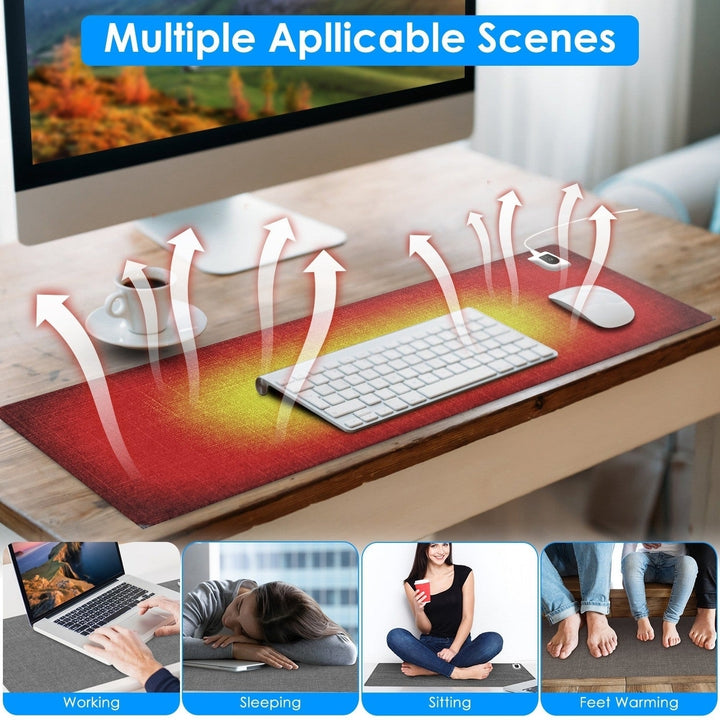 Warm Desk Pad Waterproof Heated Mouse Pad for Office Heated Desk Mat with 3 Temperature Levels 3 Timer Settings Digital Image 4