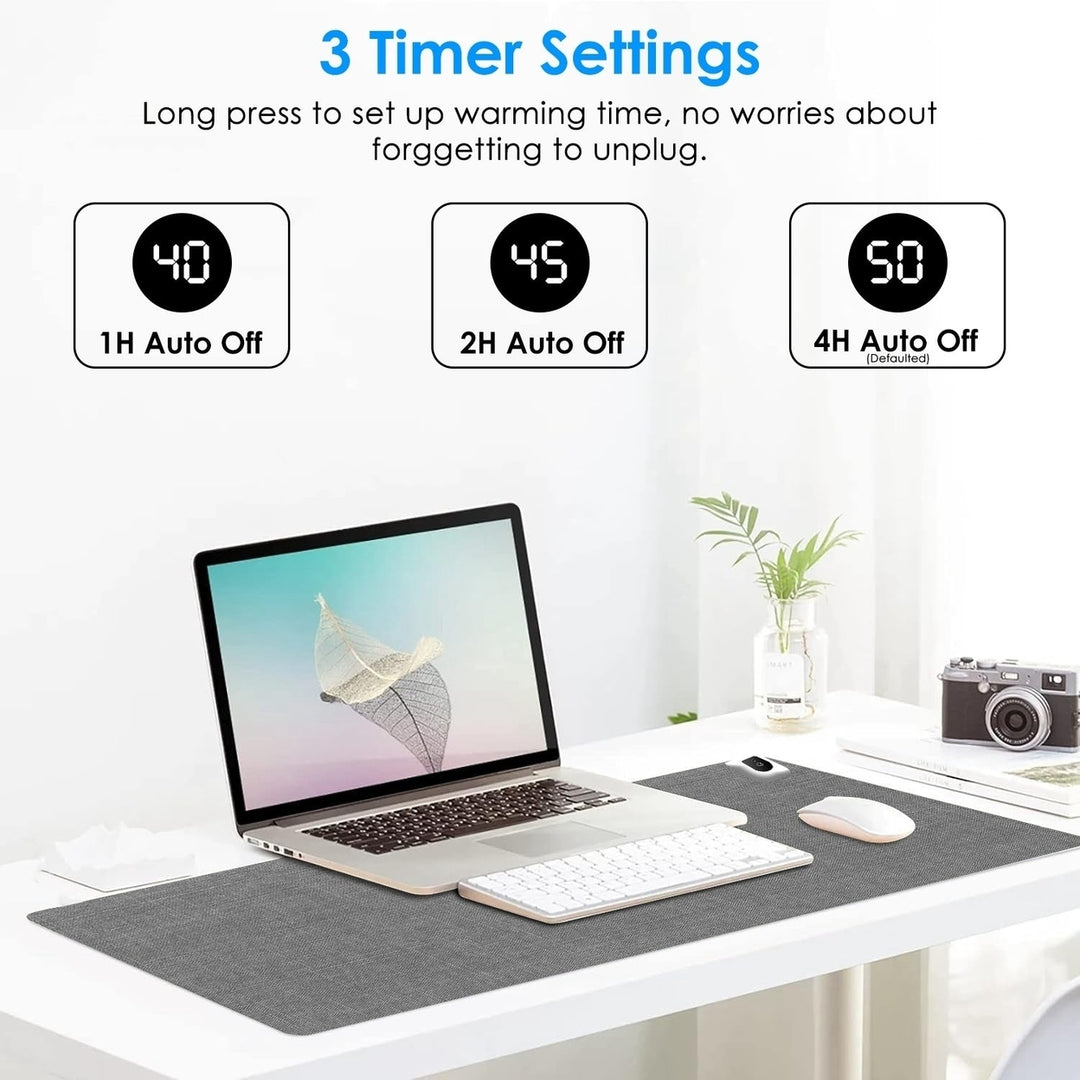 Warm Desk Pad Waterproof Heated Mouse Pad for Office Heated Desk Mat with 3 Temperature Levels 3 Timer Settings Digital Image 7