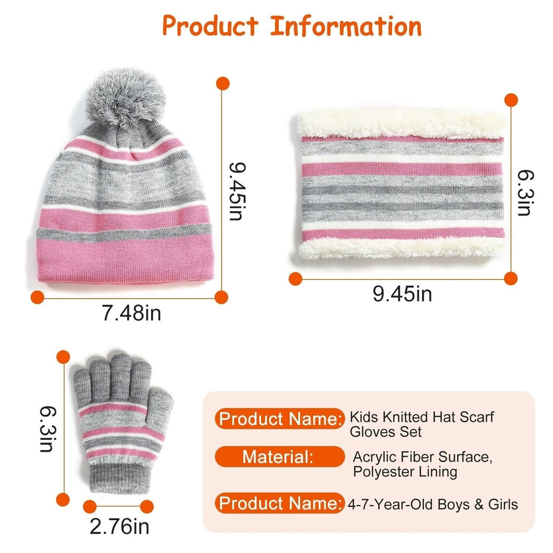 Winter Kids Knitted Hat Scarf Gloves 3Pcs Boys Girls Winter Warm Beanie Hat and Glove Scarf Set Beanie Neck Warmer Image 8