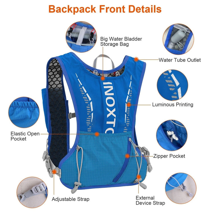 Sport Hydration Vest Running Backpack with 15oz 50oz Water Bladder Adjustable Strap Storage Bag for Trail Running Image 9