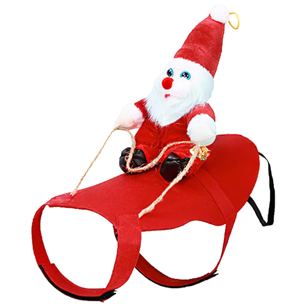 Pet Christmas Costumes Red Winter Coat for Dog Riding Santa Claus with Bell Clothes Year Outfit Cosplay Costumes Party Image 1