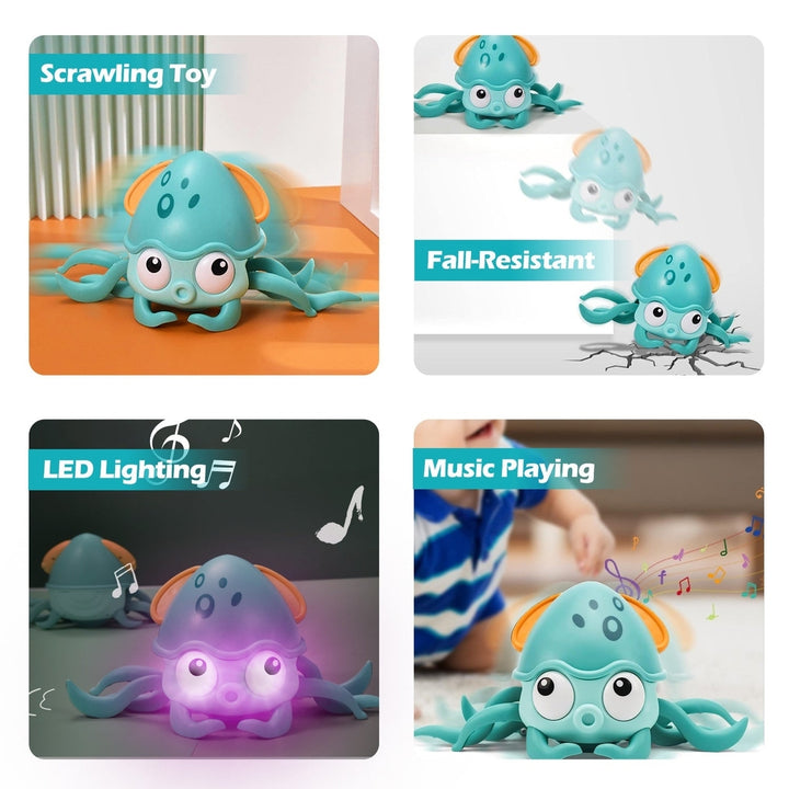 Rechargeable Baby Crawling Octopus Toy with Music LED Lighting Children Electric Moving Walking Kid Toy Obstacle Image 4