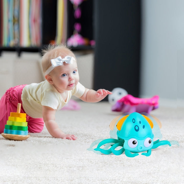 Rechargeable Baby Crawling Octopus Toy with Music LED Lighting Children Electric Moving Walking Kid Toy Obstacle Image 9