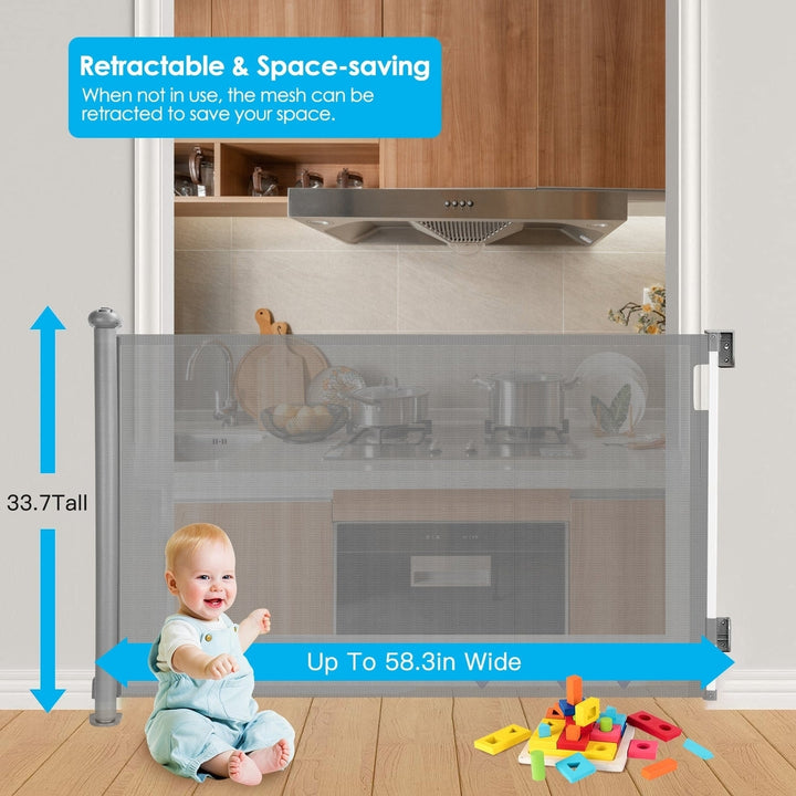 Retractable Baby Security Gate Door 58.3in Extra Wide Stair Gate for Toddlers Dogs Baby Gate with Punch Kit Punch free Image 4