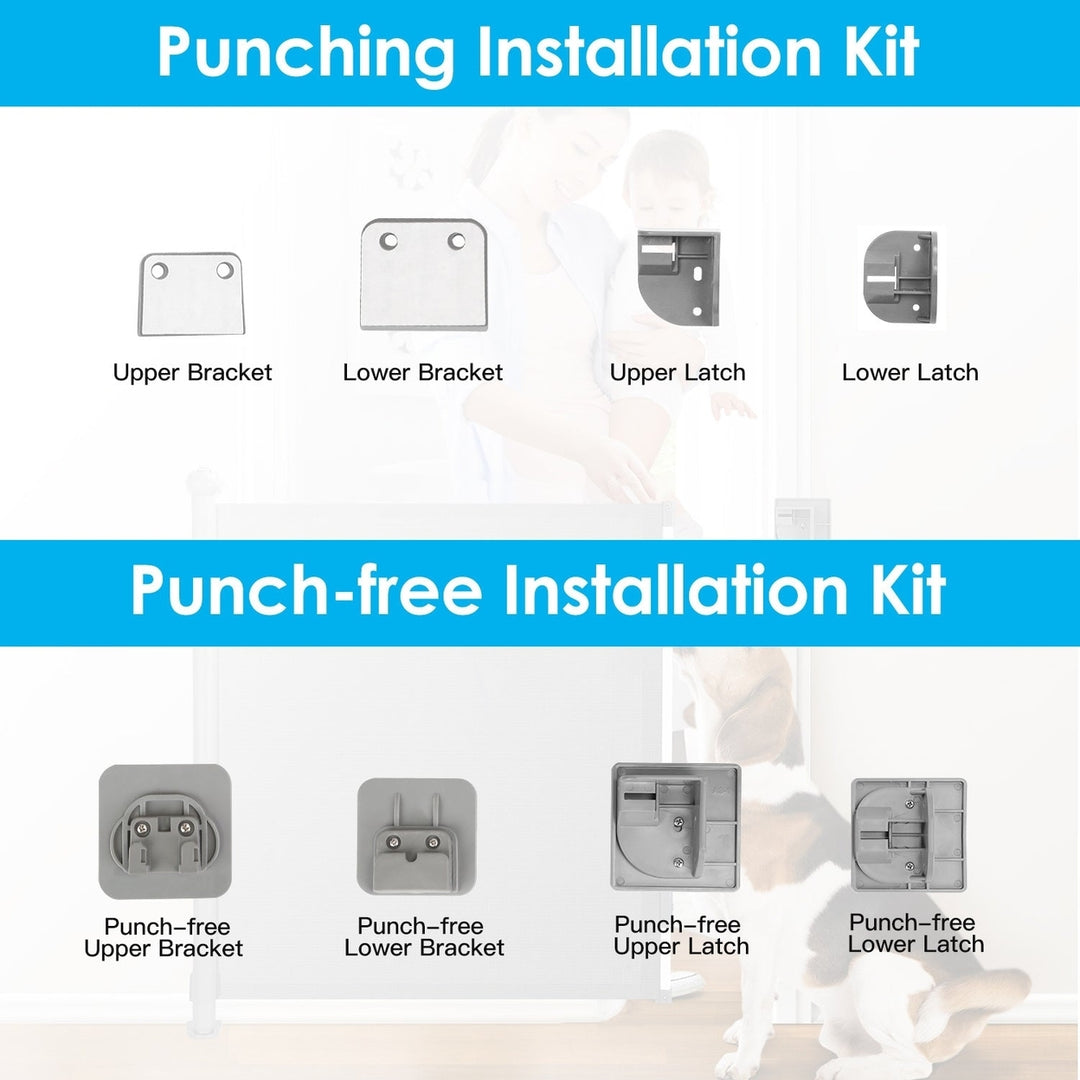 Retractable Baby Security Gate Door 58.3in Extra Wide Stair Gate for Toddlers Dogs Baby Gate with Punch Kit Punch free Image 12